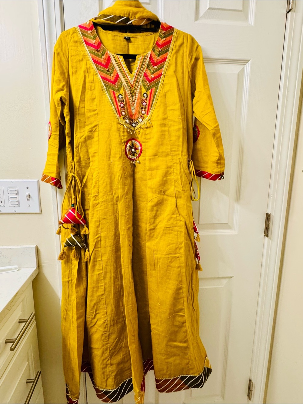 Mustard Embroidered Women's anarkali